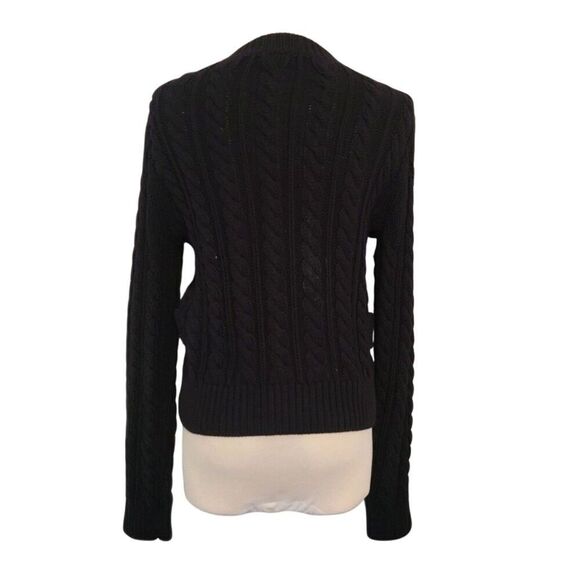 J.Crew Black Cable Knit Double Breasted Cardigan Sweater Size S - Picture 5 of 10
